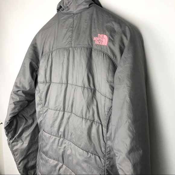 The North Face ✨ Gray Puffer Jacket Pink Logo - Picture 4 of 9